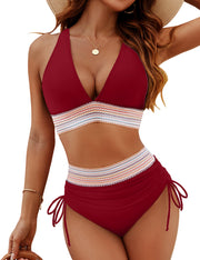 Color Block Slimming Bikini Set