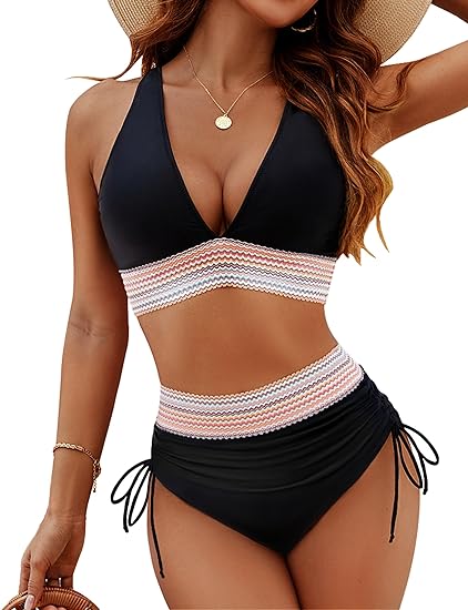 Color Block Slimming Bikini Set